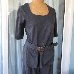 Vintage 90’s Weekenders Gray Jersey 3 Piece Belted Pantsuit Large